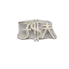 Chrome Currency Symbols Belt Buckle Dollar Pound & Yen Signs Metal Finish 4x2in