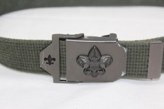 Thick Canvas Belt with Eagle/Fleur de Lis Buckle 34&Prime;