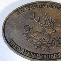 NRA Whittington Center Third Annual Trophy Elk Hunt Belt Buckle Bronze Rifle