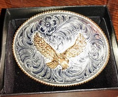 Crumrine Jewellers Silver Plate Eagle Patriotic Belt Buckle New in box