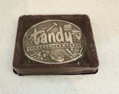 Tandy Leather Company Men’s Western Oval Silver Metal Logo Belt Buckle 2479