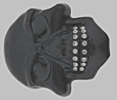 Black Skull Belt Buckles Men Skeleton Grillz Teeth Bling Rhinestones Halloween