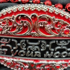 Western belt Buckle Oval Black silver Red Heavy