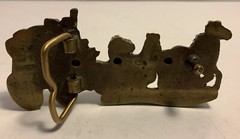 Vintage Belt Buckle, Western Themed, Wagon & Horses 1979 Baron, Heavy Brass.