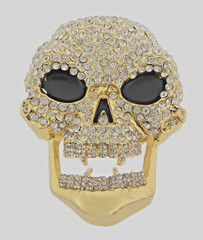 Skull Belt Buckles Men Women Full Rhinestones Skeleton Vintage Gold Metal Pirate