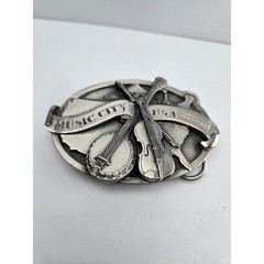 Vintage 80s Pewter Music City USA Nashville Made by Siskiyou Buckle Co. Inc 1984