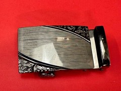 Ornate Flower Swirl Pattern Replacement Silver & Black Color Belt Buckle
