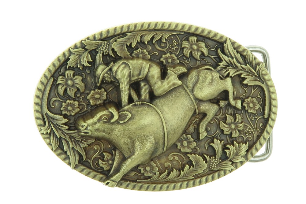 Cowboy Bull Rodeo Bronze-Plated Metal Belt Buckle