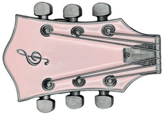 Pink Guitar Head Music Enameled Belt Buckle New