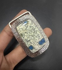 K2 Azurite Gemstone 925 Sterling Silver Handmade Belt Buckles Vintage Gift For