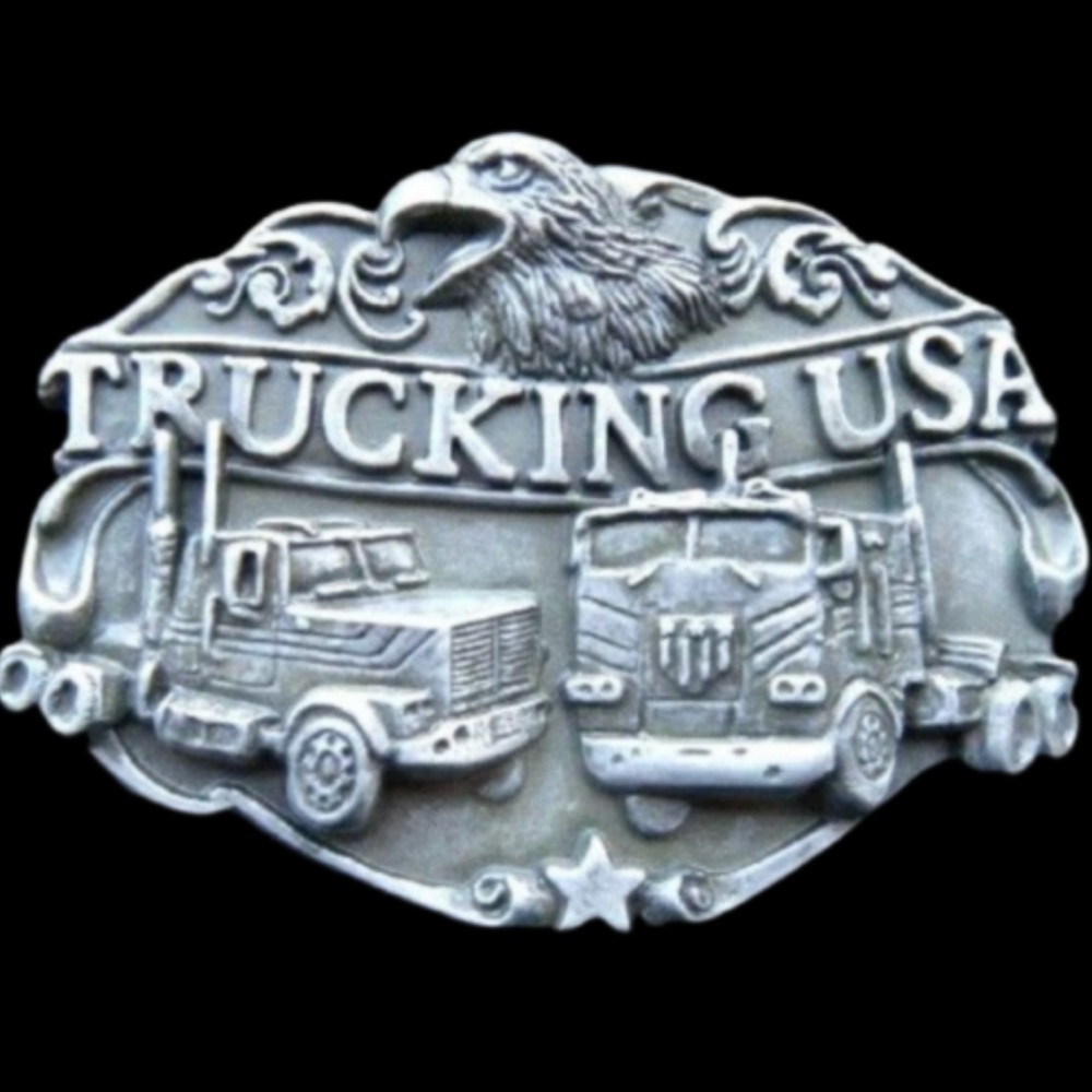 TRUCKING USA TRUCKER 18 WHEELER COOL BELT BUCKLE BOUCLE DE CEINTURE