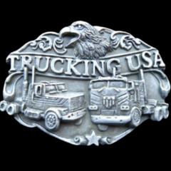 TRUCKING USA TRUCKER 18 WHEELER COOL BELT BUCKLE BOUCLE DE CEINTURE