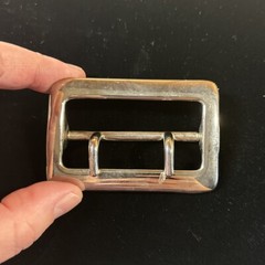 Vintage Chrome Plated 2.25” Double Prong Duty Belt Buckle