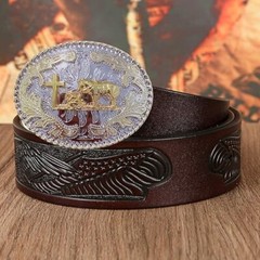 Praying Cowboy Horse Western Rodeo Gold Tone Design Fashion Cowboy Belt Buckle