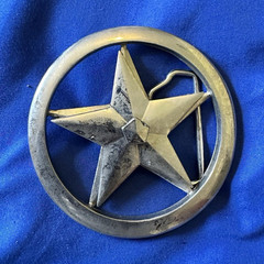 Men&rsquo;s Silver Tone Western Star-in-Circle Metal Belt Buckle Fits 1.5 in