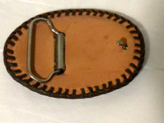 Vintage Men&rsquo;s Brown Stitched Leather Bucklehead Embossed Shoe Handmade 2.75X3.75