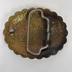 Vintage Belt Buckle Faux Turquoise Western Southwestern Boho Silver Metal Oval