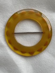 Vintage Carved Honey Yellow Bakelite Buckle Tested