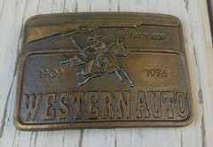 VtgBrassBeltBuckleWesternAutoDaisyBB GunHorseCowboyWesternRockabillyRetro60s80s