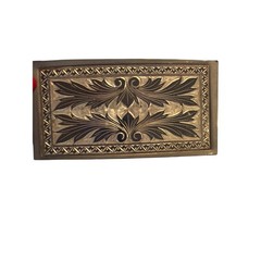 Vintage Engraved Western Belt Buckle Floral Scroll Cowboy Unmarked Non Snap