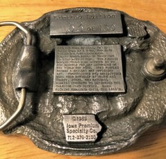 1989 Belt Buckle Corn Picking Iowa Premium Specialty CO. Pewter