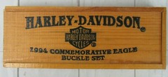 Harley-Davidson Motorcycles 1994 Commemorative Eagle Buckle Set Wood Box New