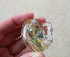 Handmade Art Glass Belt Buckle Trees Forest Oregon Made 1 5/8&Prime; Diameter