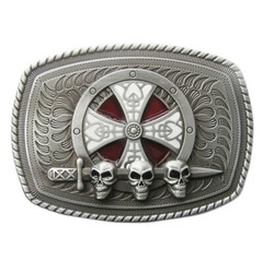 Vintage Enamel Celtic Shield Skull Sword Belt Buckle Gurtelschnalle