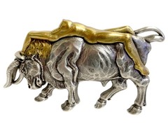 Western Buckle Antique Gold Lady Bull Engraved Belt Buckle Fits 1-1/2&Prime; wide Belt