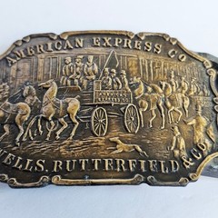 Vintage American Express Co Wells Butterfield Stagecoach Belt Buckle Synek NYC