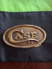 CASE Logo Oval Western Belt Buckle Gold Tone Metal Made in USA Mens