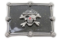 Men Women Buckle Silver Skulls Skeletons Black Pirate Death Gothic Bones Square