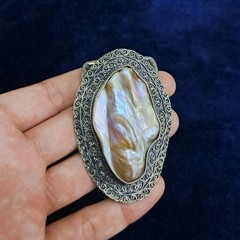 Natural Mother of Pearl Belt Buckle Handmade Silver Tone Western Belt Buckle