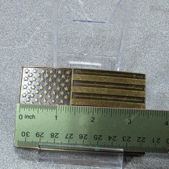 Brass American Flag Belt Buckle Mens Excellent USA Patriotic Rectangle