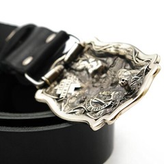German silver belt buckle American Bison Buffalo Skull, Longhorn Cattle buckle