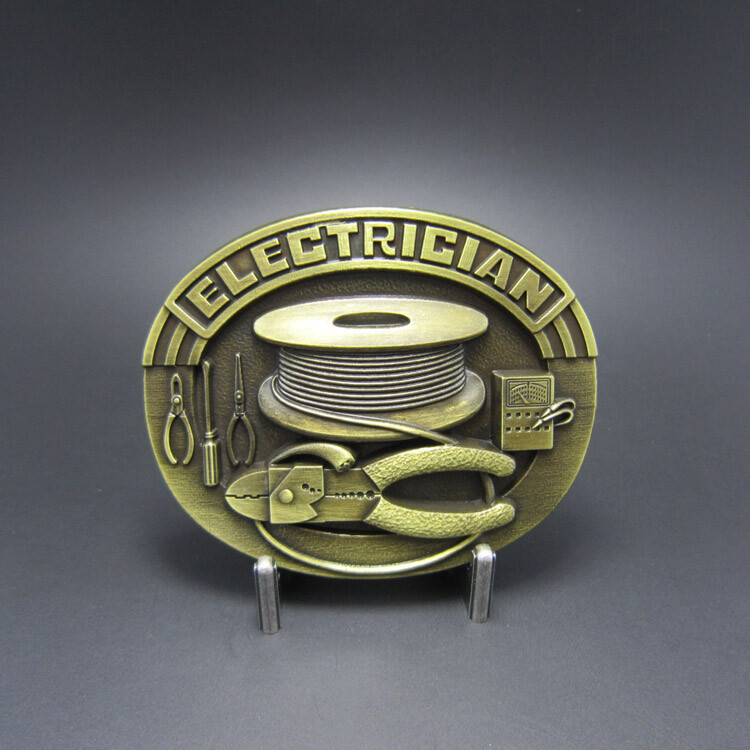 Electrician Trade Tradesman Original Bronze Plated Metal Belt Buckle