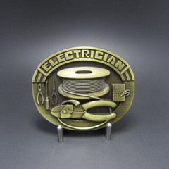 Electrician Trade Tradesman Original Bronze Plated Metal Belt Buckle