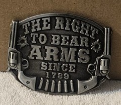 THE RIGHT TO BEAR ARMS SECOND AMENDMENT PISTOL GUN BULLET RODEO WEST BELT BUCKLE