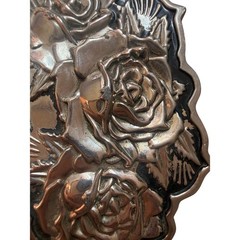 Vintage Famous Stars & Straps Rose Floral Belt Buckle Silver Tone Gothic Emo