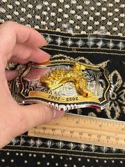 Western Buckle Gold Black Silver Rooster Cowboy 2 »Buckle Hebilla Vaquero Gallo