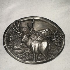 Bergamot Brass Works Silver Oval Deer Belt Buckle Men&rsquo;s 1.75&Prime; E-146