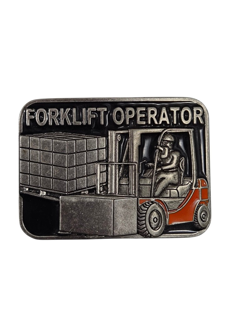 Forklift Operator Metal Belt Buckle – 3D Relief Design