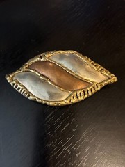 Vintage Collectible Three Tone Art Deco Metal Belt Buckle