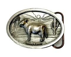 Hoard&rsquo;s West Belt Buckle Dairy Cow, 1999 Raised Relief Design, Dairymen, Farmer
