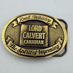 Vtg CLC Lord Calvert Canadian Sprit Of Wyoming Belt Buckle Whisky