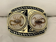 Gold tone Scorpion Belt Buckle and Bolo Set