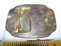 1886-1986 100 Years Of Lady Statue Of Liberty Two Tone Belt Buckle w stone