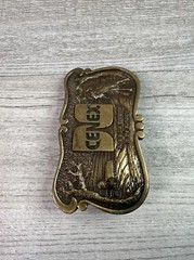 Vintage CENEX Farmers Union Collectible Brass Belt Buckle