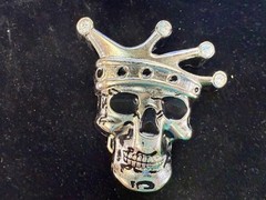 Crowned King Joker Skull Head with Rhinestones Figural Belt Buckle