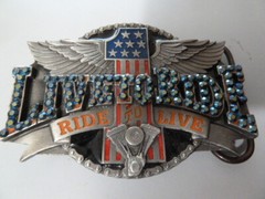 Live to Ride Motorcycle Belt Buckle Rhinestones Eagle Wings Father&rsquo;s Day Gift